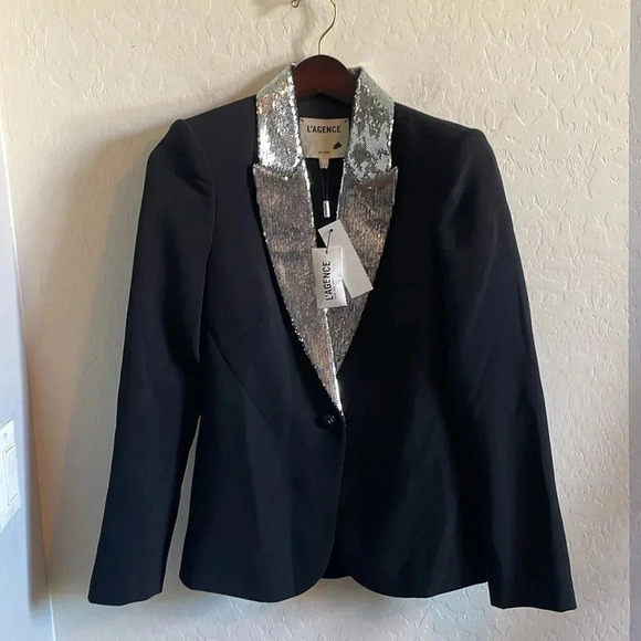 L’Agence Clementine Sequin Lapel Blazer 0 - Picture 2 of 5